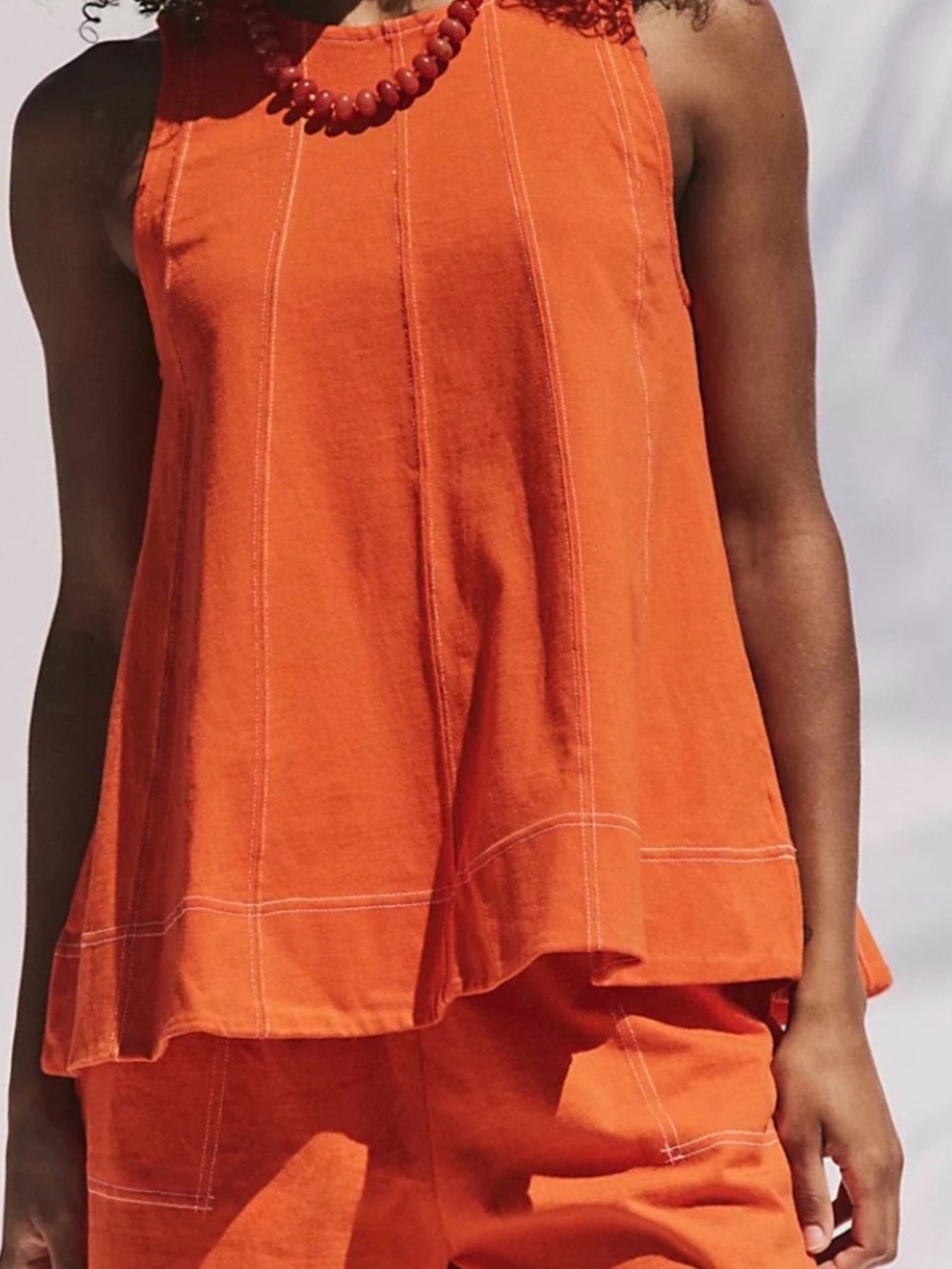 Free People FP Beach Strada Top Tangerine Tango M NWT